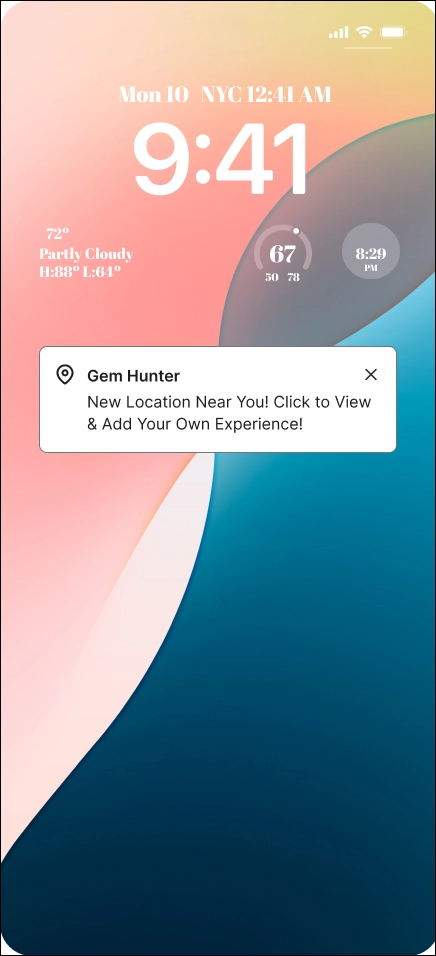 After closing your phone, you will get a push notification if you're nearby a hidden gem in your interest.